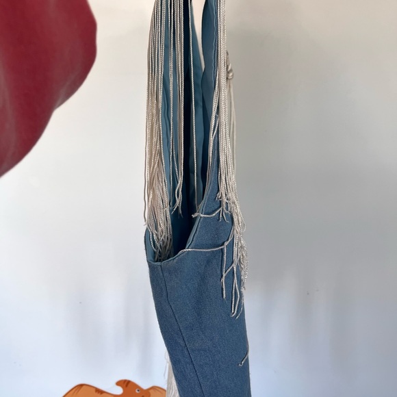 Epic Vintage Blue Denim Fringe Western Vest. Made in Canada - Picture 12 of 13